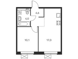 Планировка однокомнатной(квартира) площадью 35.7 квадратных метров в “ЖК Люблинский парк”