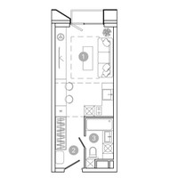Планировка студии(квартира) площадью 23.7 квадратных метров в “ЖК УНО Соколиная гора”