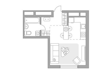 Планировка студии(квартира) площадью 29.35 квадратных метров в ЖК “ЖК Императорские Мытищи”