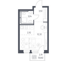 Планировка студии(квартира) площадью 22.86 квадратных метров в “ЖК Новое Видное”