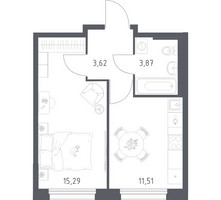 Планировка однокомнатной(квартира) площадью 34.29 квадратных метров в “ЖК Новое Внуково”