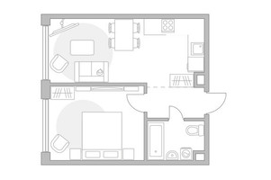 Планировка однокомнатной(квартира) площадью 41.29 квадратных метров в “ЖК Мневники от Гранель”