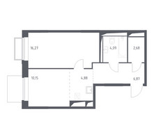 Планировка однокомнатной(квартира) площадью 45.1 квадратных метров в “ЖК Долина Яузы”