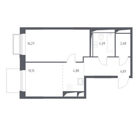 Планировка однокомнатной(квартира) площадью 45.1 квадратных метров в ЖК “ЖК Долина Яузы”