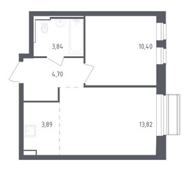 Планировка однокомнатной(квартира) площадью 36.65 квадратных метров в ЖК “ЖК Рублевский Квартал”