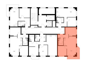 Планировка двухкомнатной(квартира) площадью 50.5 квадратных метров в ЖК “ЖК Онежский вал”