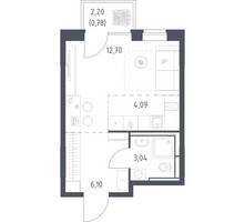 Планировка студии(квартира) площадью 26.71 квадратных метров в “ЖК Богдановский Лес”