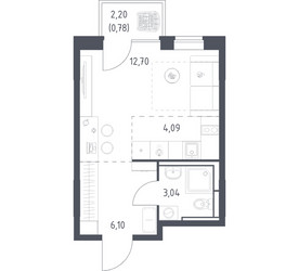Планировка студии(квартира) площадью 26.71 квадратных метров в ЖК “ЖК Богдановский Лес”