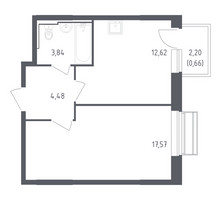 Планировка однокомнатной(квартира) площадью 39.17 квадратных метров в “ЖК Рублевский Квартал”