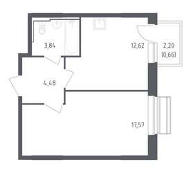 Планировка однокомнатной(квартира) площадью 39.17 квадратных метров в ЖК “ЖК Рублевский Квартал”