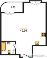Планировка однокомнатной(квартира) площадью 40 квадратных метров в “ЖК Дом Достижение”