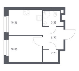 Планировка однокомнатной(квартира) площадью 32.51 квадратных метров в ЖК “ЖК ЭкоБунино (Южное Бунино)”