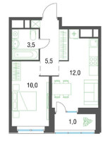 Планировка однокомнатной(квартира) площадью 32.2 квадратных метров в “ЖК Квартал Новые Котельники”