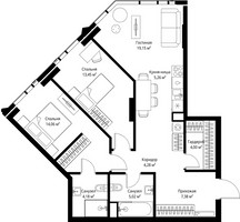 Планировка двухкомнатной(квартира) площадью 76.78 квадратных метров в “ЖК Джойс”