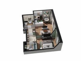 Планировка двухкомнатной(квартира) площадью 52.3 квадратных метров в “ЖК Трилогия Кристалл”