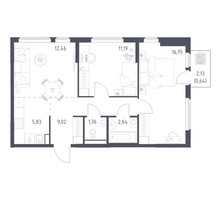 Планировка двухкомнатной(квартира) площадью 60.29 квадратных метров в “ЖК Остафьево”