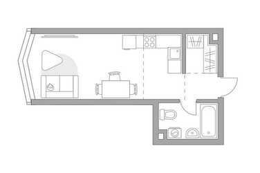 Планировка студии(квартира) площадью 29.76 квадратных метров в ЖК “ЖК Мневники от Гранель”