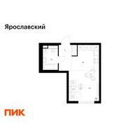 Планировка студии(квартира) площадью 28.9 квадратных метров в “ЖК Ярославский”