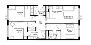 Планировка трехкомнатной(квартира) площадью 80.5 квадратных метров в “ЖК Эко Видное 2.0”