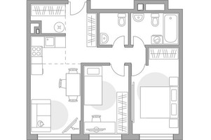 Планировка трехкомнатной(квартира) площадью 59.97 квадратных метров в “ЖК Гранель Коломенское”