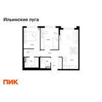 Планировка двухкомнатной(квартира) площадью 57.08 квадратных метров в “ЖК Ильинские луга”
