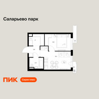 Планировка однокомнатной(квартира) площадью 33.6 квадратных метров в “ЖК Саларьево парк”