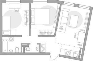 Планировка трехкомнатной(квартира) площадью 53.82 квадратных метров в “ЖК Аникеевский”