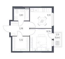 Планировка однокомнатной(квартира) площадью 36.45 квадратных метров в “ЖК Остафьево”