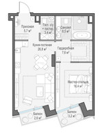 Планировка 4+ комнатной(квартира) площадью 71.1 квадратных метров в “Дом Палашевский 11”