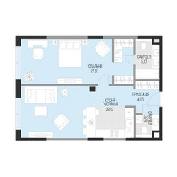 Планировка 4+ комнатной(квартира) площадью 72.6 квадратных метров в ЖК “Клубный квартал Садовническая 69”