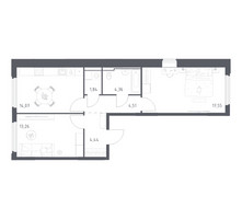 Планировка двухкомнатной(квартира) площадью 60.03 квадратных метров в “ЖК Космический Квартал”