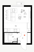 Планировка студии(квартира) площадью 27.3 квадратных метров в “ЖК Белая Дача парк”