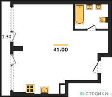 Планировка студии(квартира) площадью 41 квадратных метров в “ЖК River Park Кутузовский (Ривер Парк Тауэрс)”