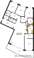 Планировка 4+ комнатной(квартира) площадью 172.7 квадратных метров в “ЖК Остров”