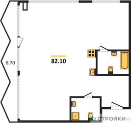Планировка двухкомнатной(квартира) площадью 82.1 квадратных метров в ЖК “ЖК Nametkin Tower (Наметкин Тауэр)”