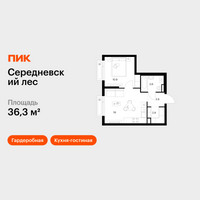 Планировка однокомнатной(квартира) площадью 36.3 квадратных метров в “ЖК Середневский лес”