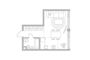 Планировка однокомнатной(квартира) площадью 33.45 квадратных метров в “ЖК Мневники от Гранель”