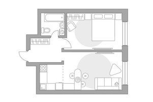 Планировка двухкомнатной(квартира) площадью 36.94 квадратных метров в “ЖК Ильинойс”