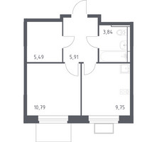 Планировка однокомнатной(квартира) площадью 35.1 квадратных метров в “ЖК Новое Видное”