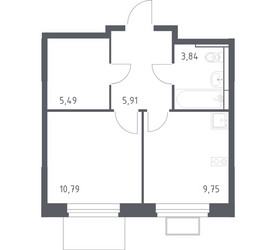 Планировка однокомнатной(квартира) площадью 35.1 квадратных метров в ЖК “ЖК Новое Видное”