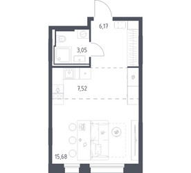 Планировка студии(квартира) площадью 32.42 квадратных метров в ЖК “ЖК Заречье Парк”