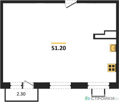 Планировка двухкомнатной(квартира) площадью 48.5 квадратных метров в “ЖК Легендарный квартал на Ботаническом саду”
