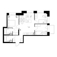 Планировка трехкомнатной(квартира) площадью 65.8 квадратных метров в “ЖК Онежский вал”