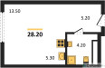 Планировка студии(квартира) площадью 27.5 квадратных метров в “ЖК Ново-Молоково”