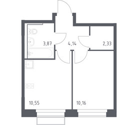Планировка однокомнатной(квартира) площадью 31.05 квадратных метров в ЖК “ЖК Новое Внуково”