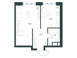 Планировка однокомнатной(квартира) площадью 41.5 квадратных метров в “ЖК Левел Южнопортовая”