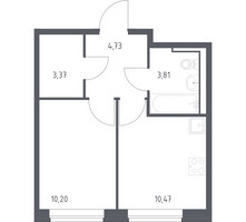 Планировка однокомнатной(квартира) площадью 32.58 квадратных метров в “ЖК Молжаниново”