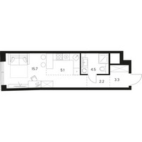 Планировка студии(квартира) площадью 30.8 квадратных метров в “ЖК Нексус от Аквилон”