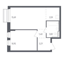 Планировка однокомнатной(квартира) площадью 38.8 квадратных метров в “ЖК Рублевский Квартал”