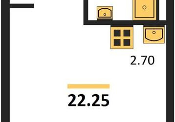Планировка студии(квартира) площадью 22.25 квадратных метров в ЖК “ЖК Квартал Ивакино”